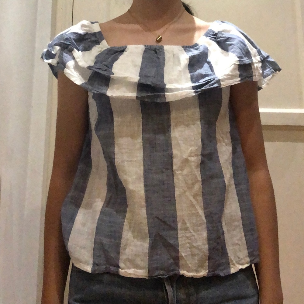 Off the should striped top